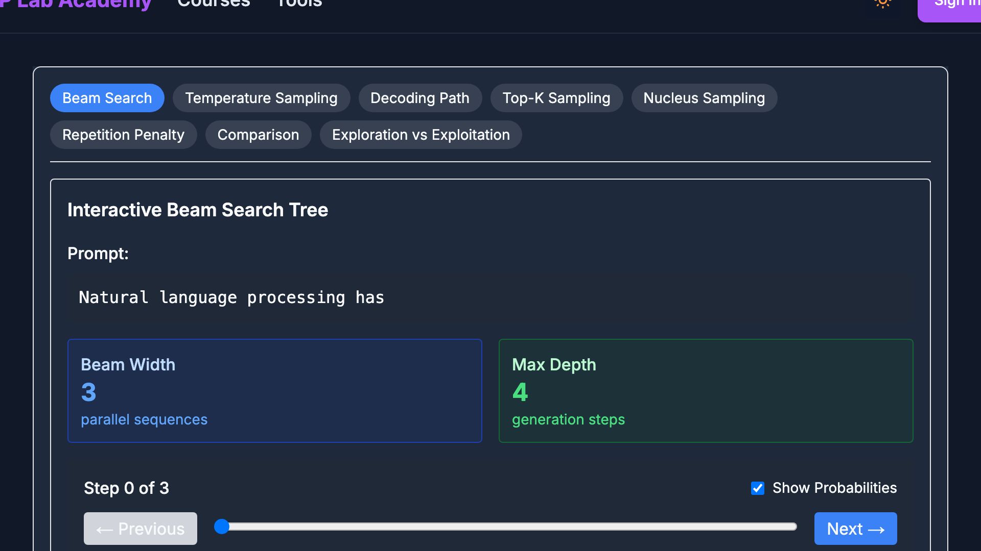 Preview of Text Generation & Decoding Explorer