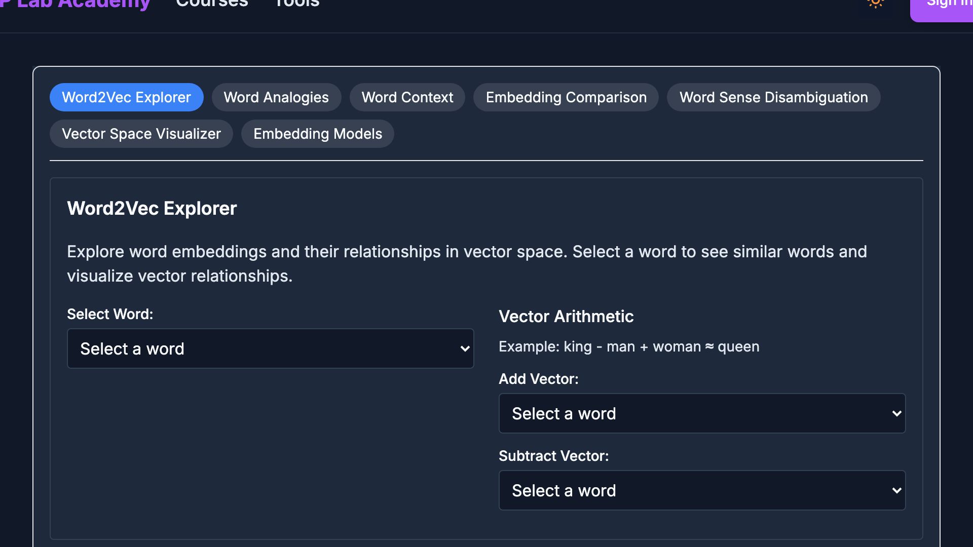 Preview of Embedding Explorer