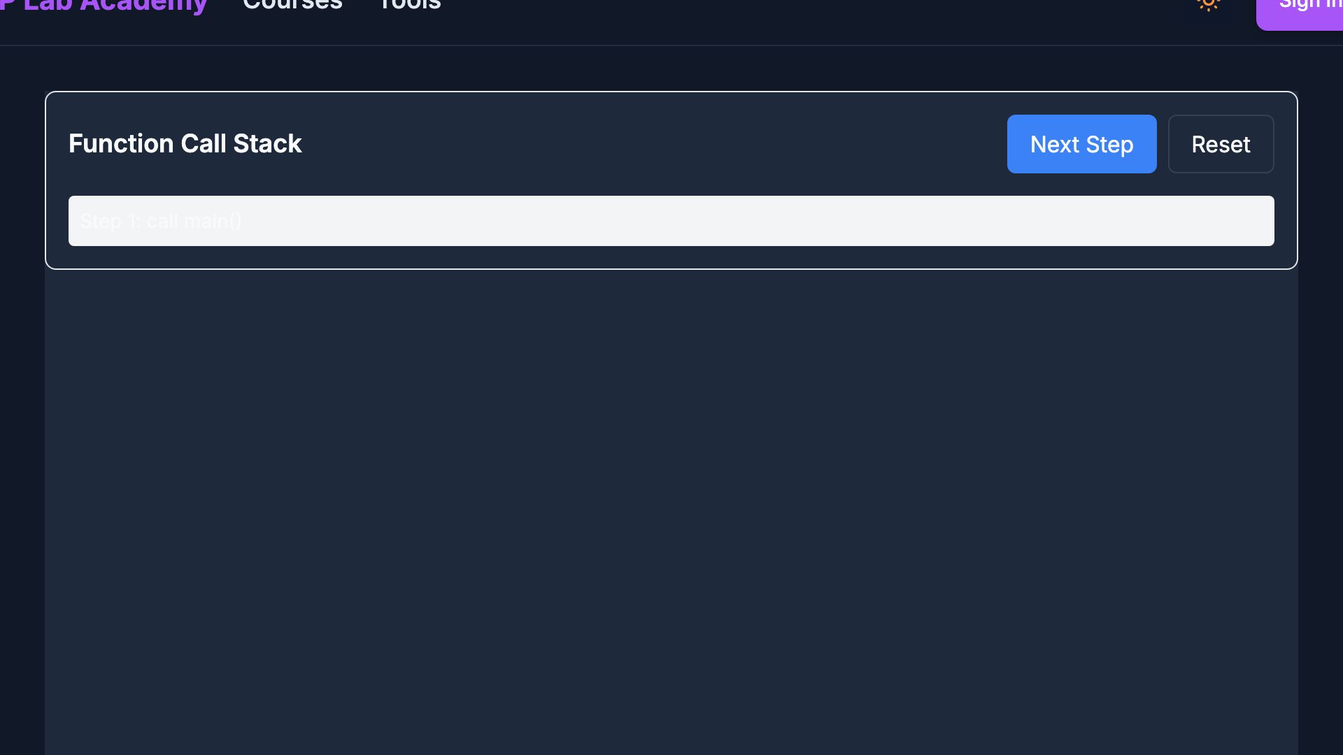 Preview of Function Call Stack