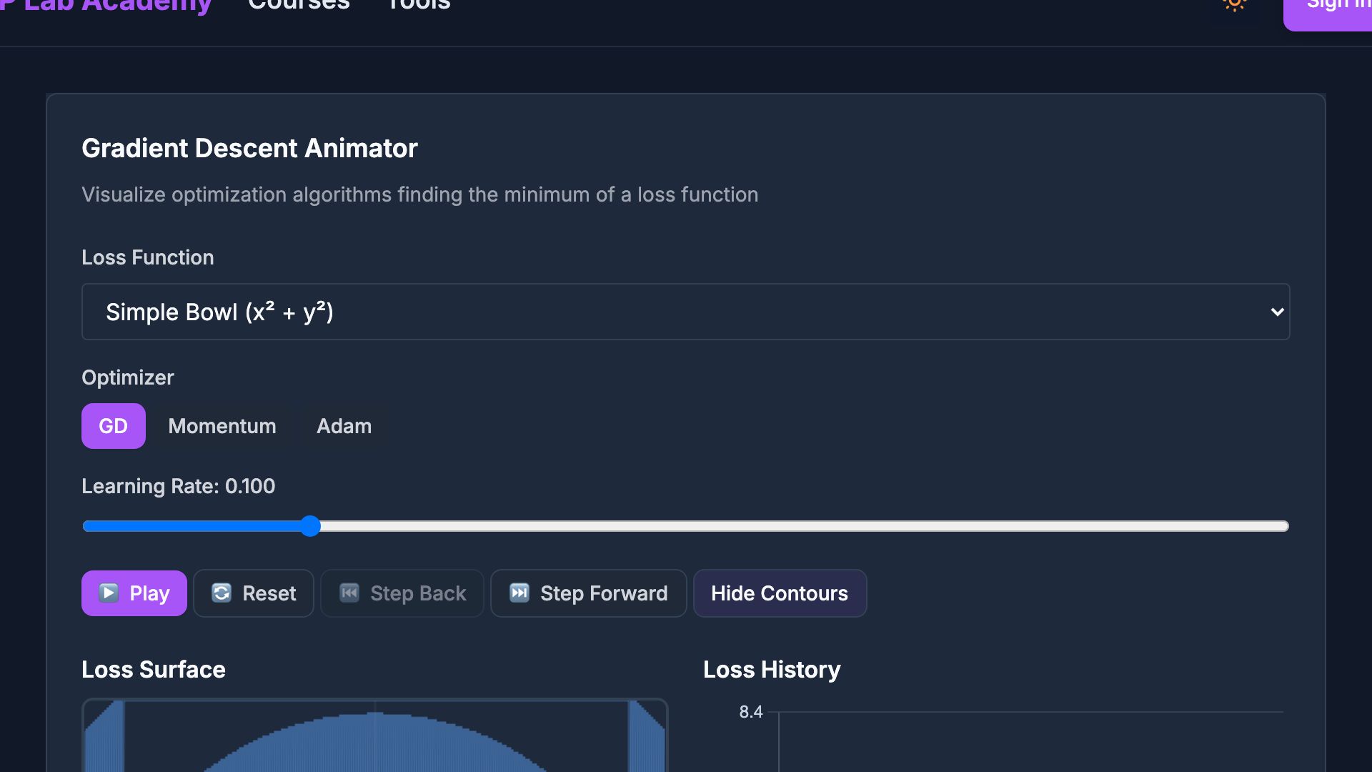 Preview of Gradient Descent Animator