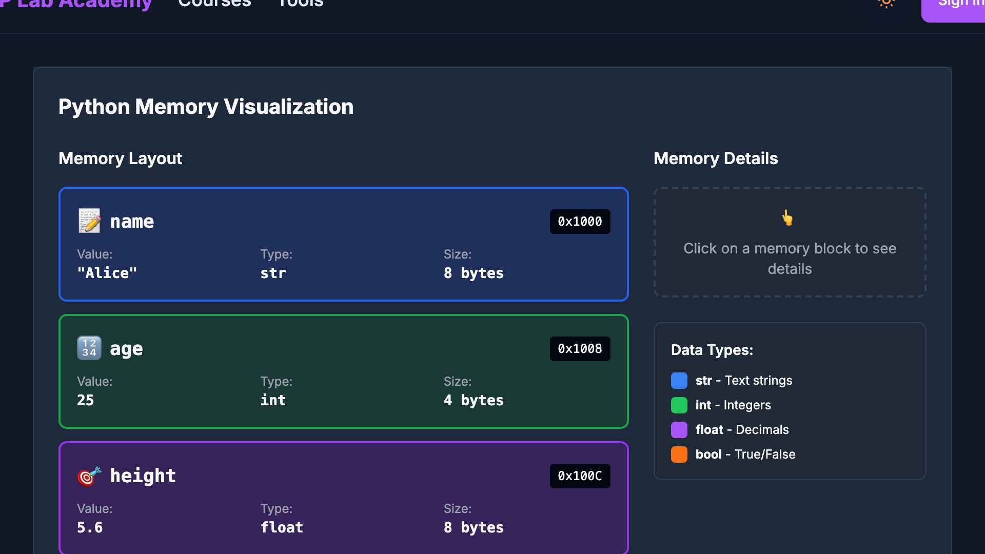 Preview of Memory Visualizer