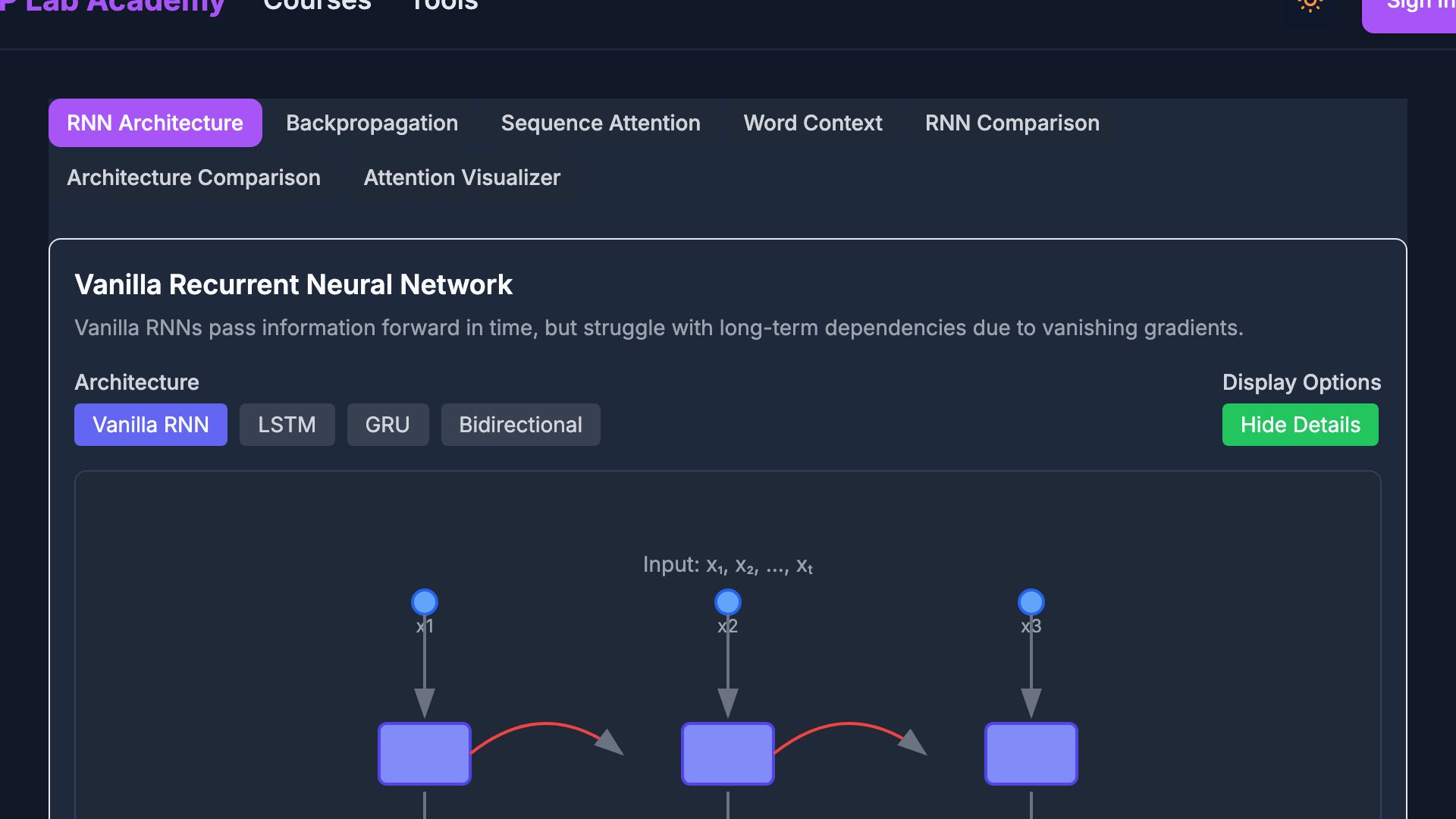 Preview of RNN Architecture Explorer