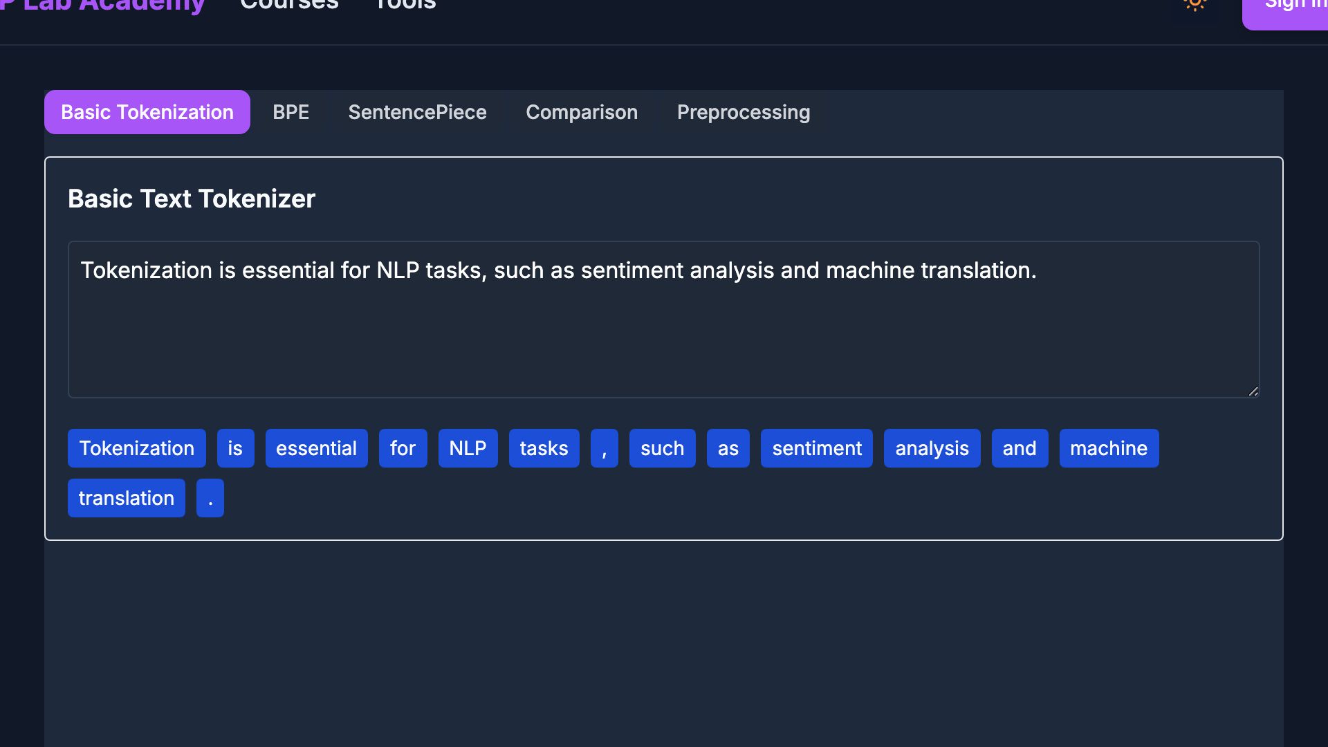 Preview of Tokenization Workbench