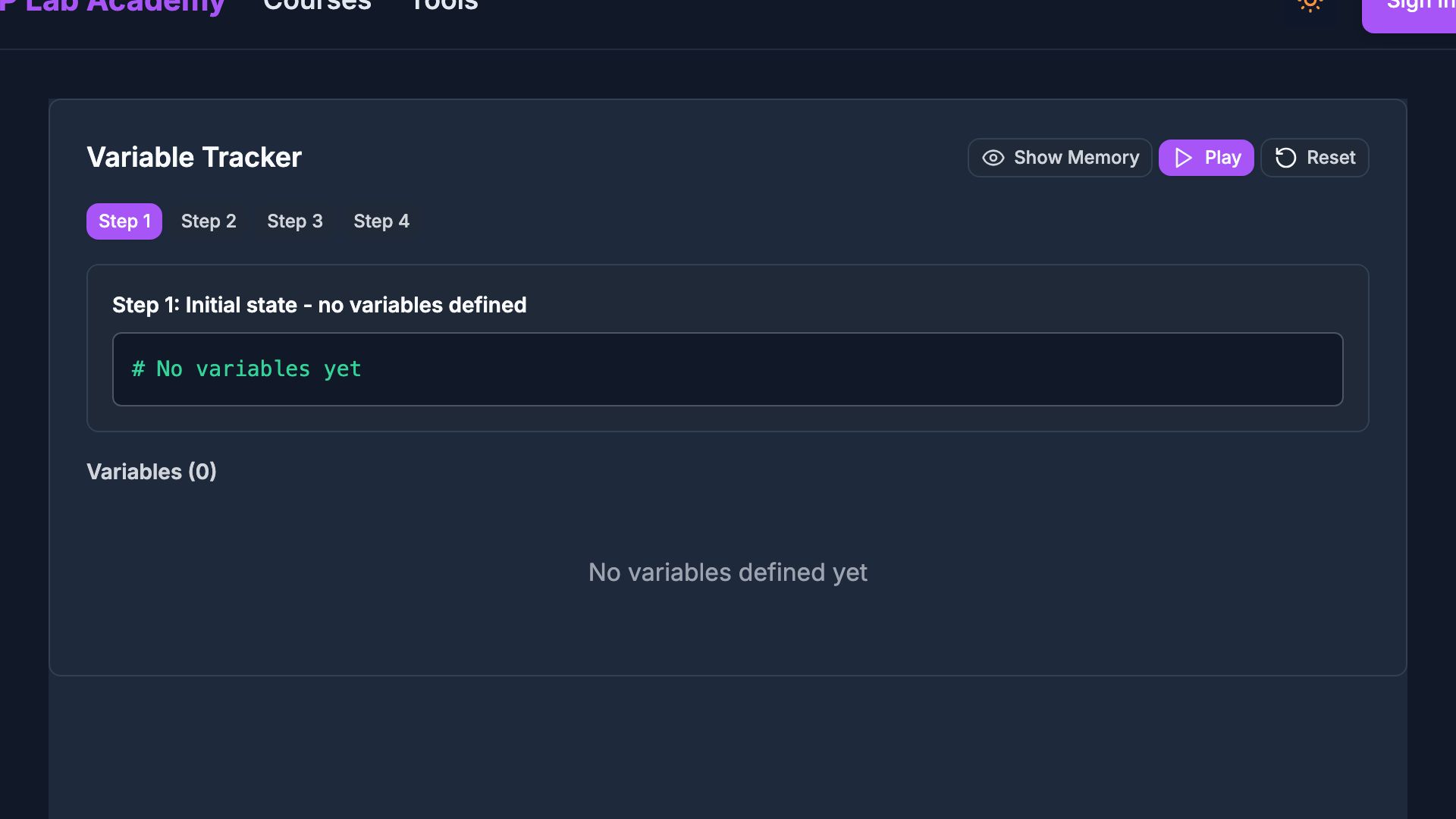 Preview of Variable Tracker
